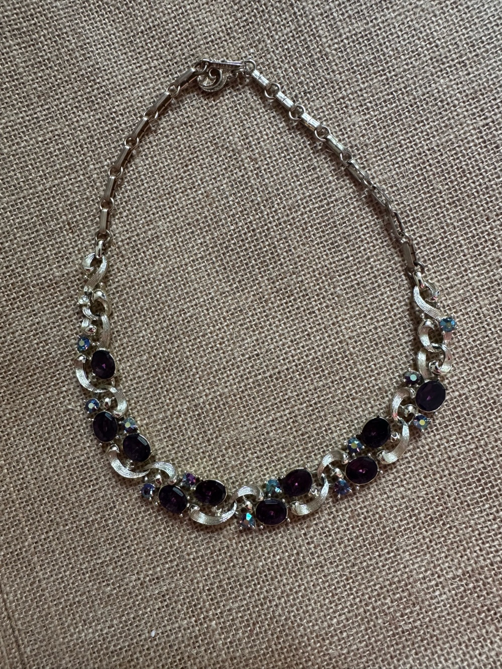 Vintage Mid Century Lisner Rhinestone Choker Necklace Gold Tone